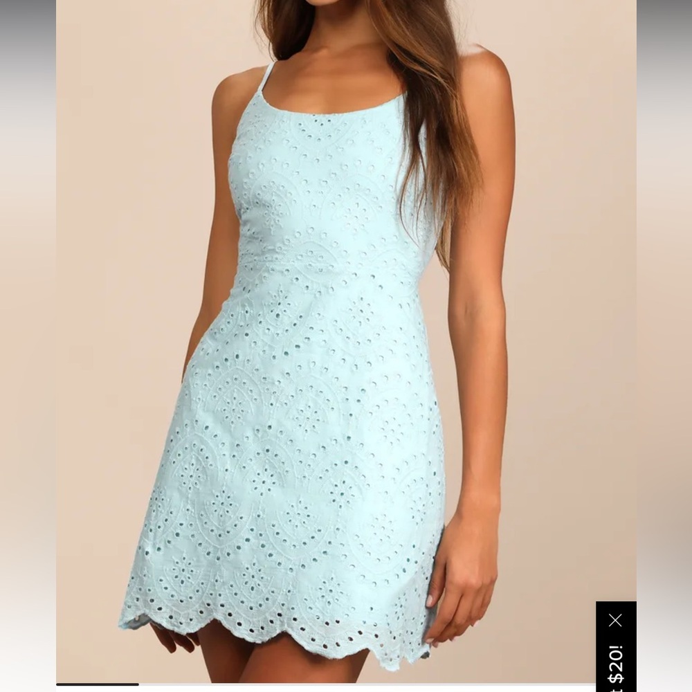 Lulus NWT lace blue eyelet dress